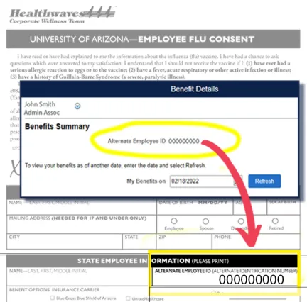 Healthwaves flu shot consent form and where to add alternate id
