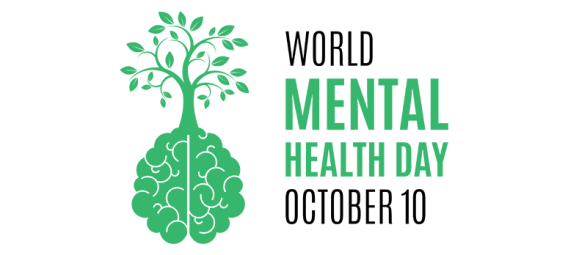 World Mental Health Day. Human brain with a tree. October 10