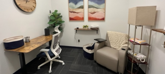 This lactation room, located in SouthREC, is one of 27 lactation spaces on campus.