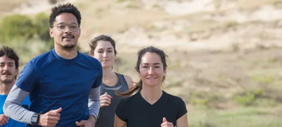 A group of people running