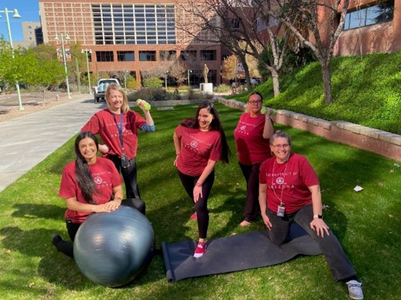 Team Medical Imaging and a team strength and stretch session during Move Arizona 2024.