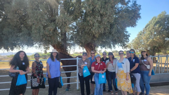 Wellness Ambassadors at a walking tour at the Campus Agricultural Center