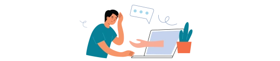 Illustration of a young man in online counseling