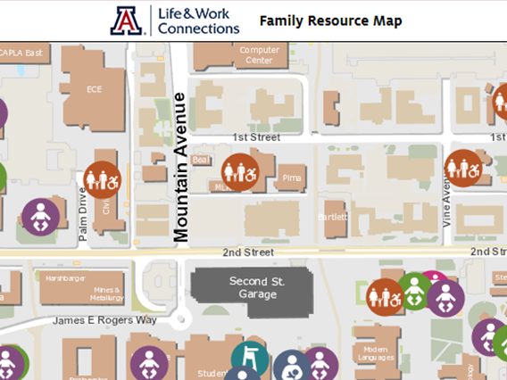 Screenshot of the campus Family Resource Map
