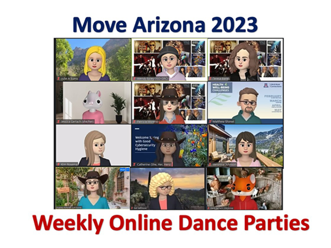 CIO Division teams met on Zoom each week throughout Move Arizona 2023 to move and groove to music that gets the heart pumping.