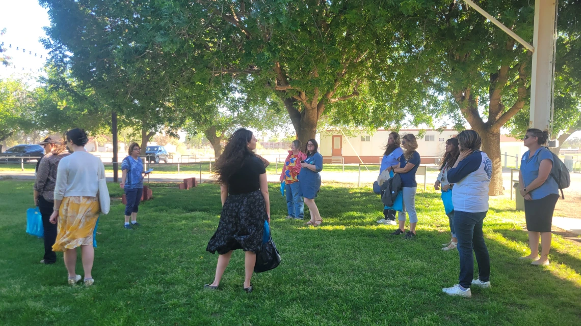 Wellness Ambassadors at a walking tour at the Campus Agricultural Center