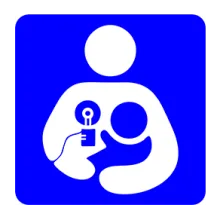 Universal symbol of breastfeeding on a blue background