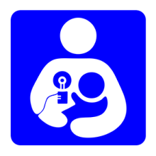Universal symbol of breastfeeding on a blue background