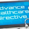 A tablet with the word Advanced healthcare directive on the display